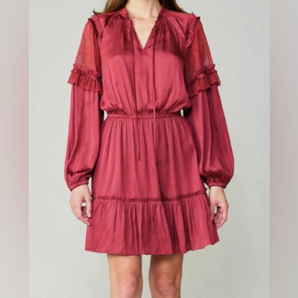 Current Air Long Sleeve Split Neck Dress
